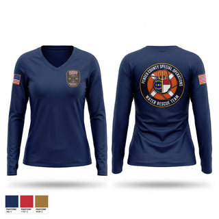 Womens Long Sleeve Vneck Shirt, Pender county swiftwater, Fire Department, Teamtime, Team time, sublimation, custom sports apparel, team uniforms, spirit wear, spiritwear, sports uniforms, custom shirts, team store, custom team store, fundraiser sports, apparel fundraiser