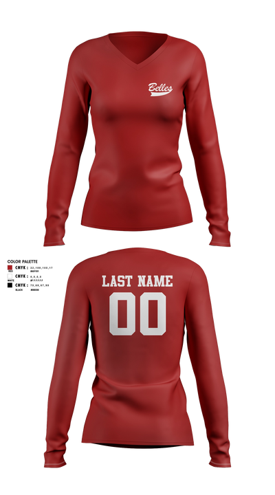 Bluegrass Lightning Belles Women's Long Sleeve V-neck Shirt - 15
