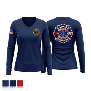 Womens Long Sleeve Vneck Shirt, KEELER EMERGENCY SERVICES SUPPORT ASSOCIATION, Fire Department, Teamtime, Team time, sublimation, custom sports apparel, team uniforms, spirit wear, spiritwear, sports uniforms, custom shirts, team store, custom team store, fundraiser sports, apparel fundraiser