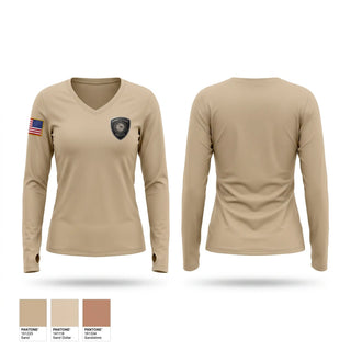 Womens Long Sleeve Vneck Shirt, Hampstead Police, Police, Teamtime, Team time, sublimation, custom sports apparel, team uniforms, spirit wear, spiritwear, sports uniforms, custom shirts, team store, custom team store, fundraiser sports, apparel fundraiser
