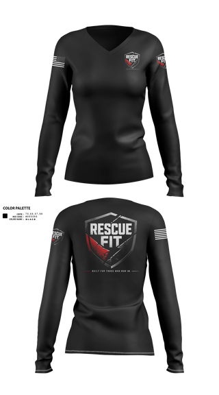 Womens Long Sleeve Vneck Shirt, Rescue FitRescue Fit, Fire Department, Teamtime, Team time, sublimation, custom sports apparel, team uniforms, spirit wear, spiritwear, sports uniforms, custom shirts, team store, custom team store, fundraiser sports, apparel fundraiser