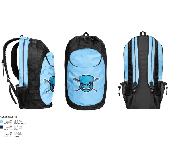 Gear Bag, Blue Sox, Baseball, Teamtime, Team time, sublimation, custom sports apparel, team uniforms, spirit wear, spiritwear, sports uniforms, custom shirts, team store, custom team store, fundraiser sports, apparel fundraiser