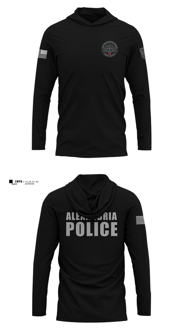 Long Sleeve hooded sunshirt, Alexandria Police Department Special Operations, Police, Teamtime, Team time, sublimation, custom sports apparel, team uniforms, spirit wear, spiritwear, sports uniforms, custom shirts, team store, custom team store, fundraiser sports, apparel fundraiser