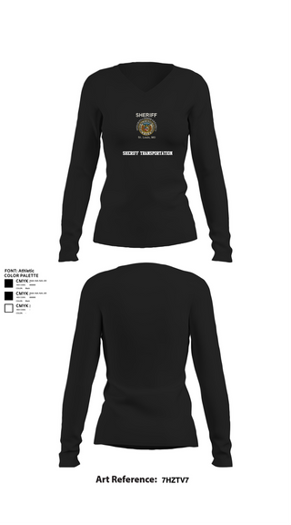 Womens Long Sleeve Vneck Shirt, Sheriff Transportation, , Teamtime, Team time, sublimation, custom sports apparel, team uniforms, spirit wear, spiritwear, sports uniforms, custom shirts, team store, custom team store, fundraiser sports, apparel fundraiser