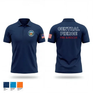 Short Sleeve Performance Polo, Central Pierce Wildfire, Fire Department, Teamtime, Team time, sublimation, custom sports apparel, team uniforms, spirit wear, spiritwear, sports uniforms, custom shirts, team store, custom team store, fundraiser sports, apparel fundraiser