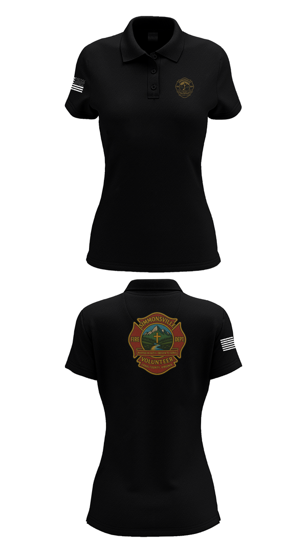 Womens Short Sleeve Performance Polo, Simmonsville VFD, , Teamtime, Team time, sublimation, custom sports apparel, team uniforms, spirit wear, spiritwear, sports uniforms, custom shirts, team store, custom team store, fundraiser sports, apparel fundraiser