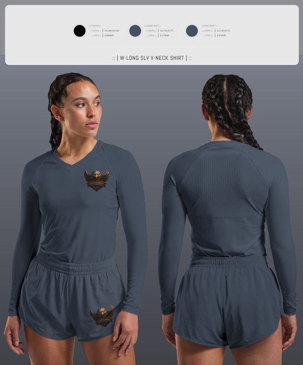 Womens Long Sleeve Vneck Shirt, EAGLE EYE AGENCY, , Teamtime, Team time, sublimation, custom sports apparel, team uniforms, spirit wear, spiritwear, sports uniforms, custom shirts, team store, custom team store, fundraiser sports, apparel fundraiser