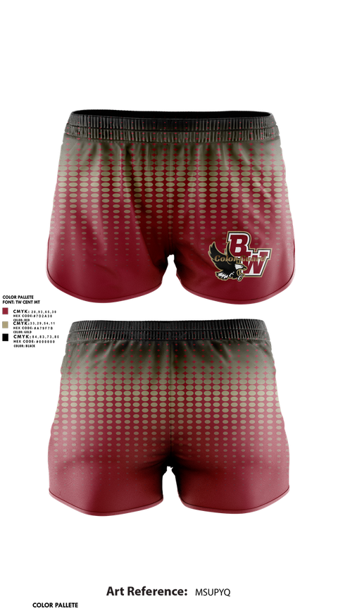Womens Shorts, Bishop Watterson Color Guard, Spirit Store, Teamtime, Team time, sublimation, custom sports apparel, team uniforms, spirit wear, spiritwear, sports uniforms, custom shirts, team store, custom team store, fundraiser sports, apparel fundraiser