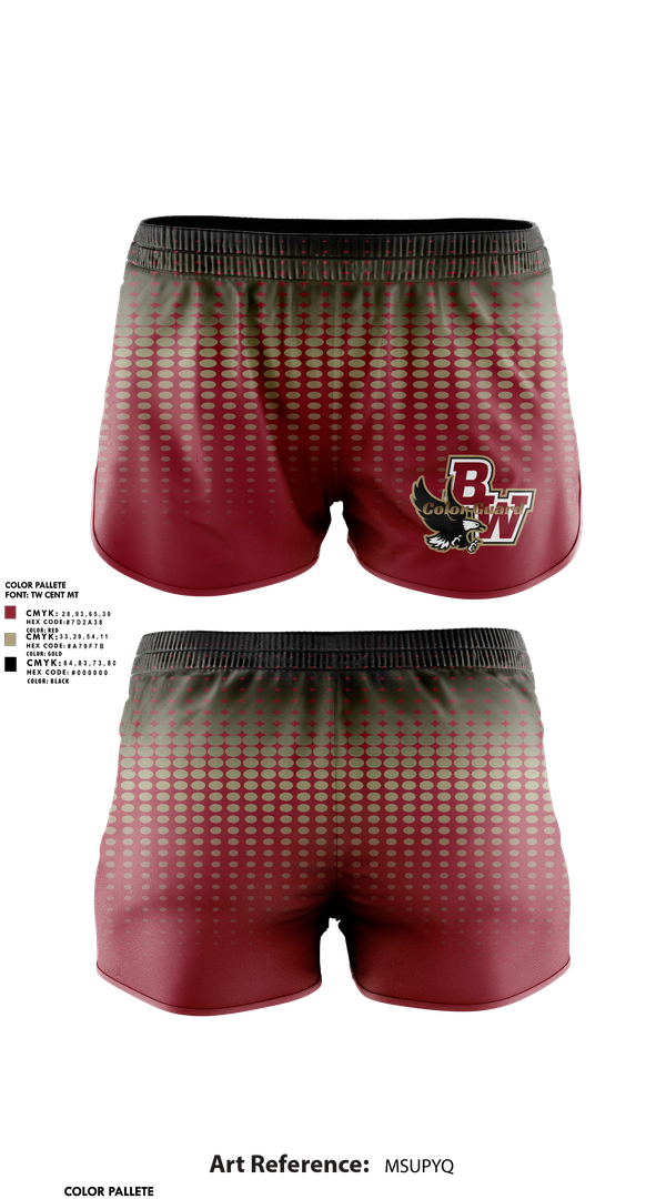 Womens Shorts, Bishop Watterson Color Guard, Spirit Store, Teamtime, Team time, sublimation, custom sports apparel, team uniforms, spirit wear, spiritwear, sports uniforms, custom shirts, team store, custom team store, fundraiser sports, apparel fundraiser