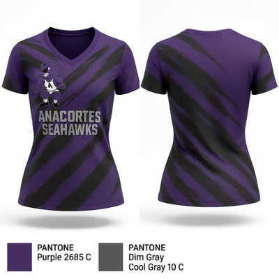 Anacortes Seahawks 85239493 Women's Short Sleeve V-neck Shirt - 21