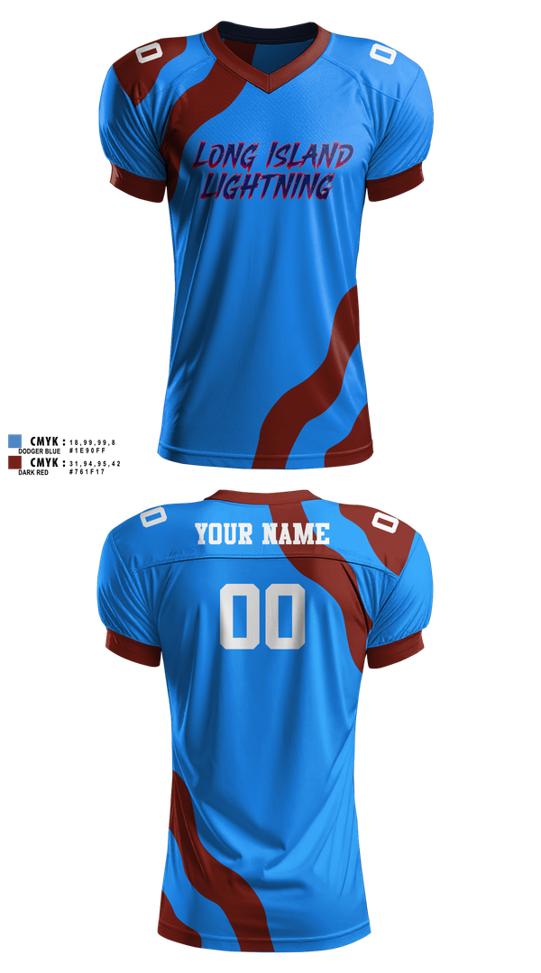 Football Jersey, LI LIGHTNING, , Teamtime, Team time, sublimation, custom sports apparel, team uniforms, spirit wear, spiritwear, sports uniforms, custom shirts, team store, custom team store, fundraiser sports, apparel fundraiser