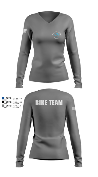Womens Long Sleeve Vneck Shirt, Prince William Bike Team, , Teamtime, Team time, sublimation, custom sports apparel, team uniforms, spirit wear, spiritwear, sports uniforms, custom shirts, team store, custom team store, fundraiser sports, apparel fundraiser