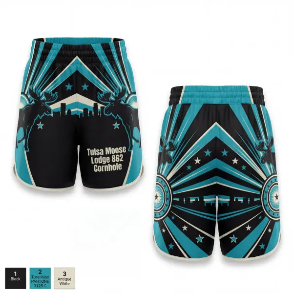 Womens Shorts, Tulsa Moose Lodge #862 Cornhole, Spirit Store, Teamtime, Team time, sublimation, custom sports apparel, team uniforms, spirit wear, spiritwear, sports uniforms, custom shirts, team store, custom team store, fundraiser sports, apparel fundraiser