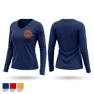 Womens Long Sleeve Vneck Shirt, Batesville Fire & Rescue, Fire Department, Teamtime, Team time, sublimation, custom sports apparel, team uniforms, spirit wear, spiritwear, sports uniforms, custom shirts, team store, custom team store, fundraiser sports, apparel fundraiser
