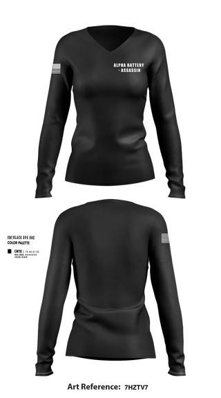 Womens Long Sleeve Vneck Shirt, Alpha Battery - Assassin, , Teamtime, Team time, sublimation, custom sports apparel, team uniforms, spirit wear, spiritwear, sports uniforms, custom shirts, team store, custom team store, fundraiser sports, apparel fundraiser