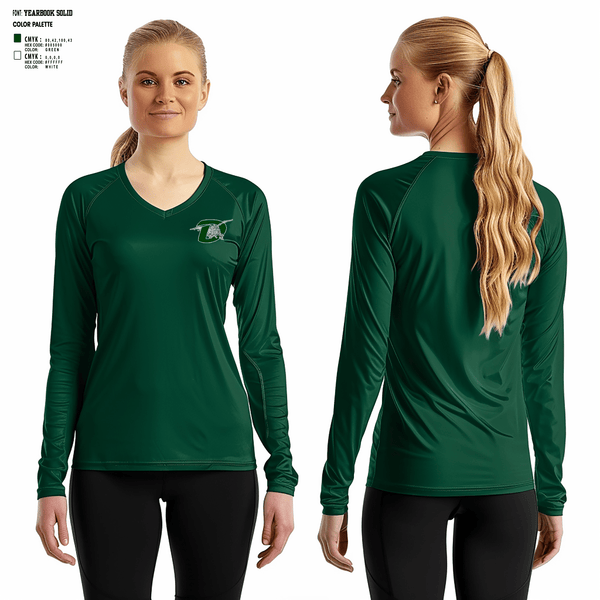 Women's Long Sleeve Vneck Shirt, De Soto High School Volleyball, Women's Volleyball, Teamtime, Team time, sublimation, custom sports apparel, team uniforms, spirit wear, spiritwear, sports uniforms, custom shirts, team store, custom team store, fundraiser sports, apparel fundraiser