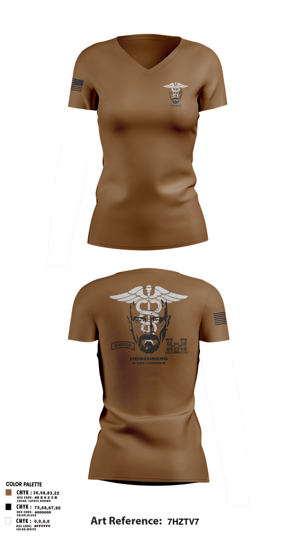 Womens Short Sleeve Vneck Shirt, Heisenberg’s, Army, Teamtime, Team time, sublimation, custom sports apparel, team uniforms, spirit wear, spiritwear, sports uniforms, custom shirts, team store, custom team store, fundraiser sports, apparel fundraiser