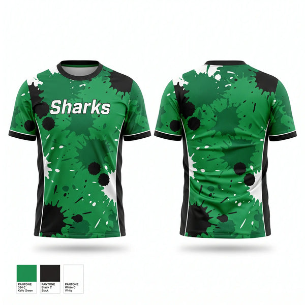 Soft Poly Tee Cotton Like Feel, Sharks, Men's Soccer, Teamtime, Team time, sublimation, custom sports apparel, team uniforms, spirit wear, spiritwear, sports uniforms, custom shirts, team store, custom team store, fundraiser sports, apparel fundraiser