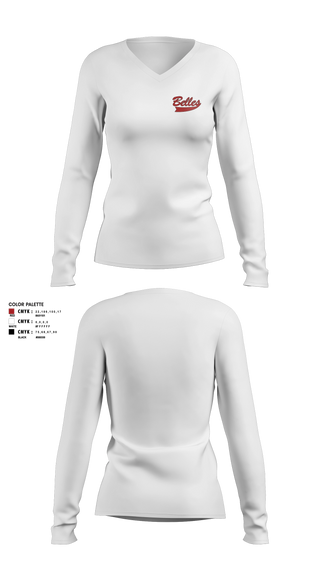Womens Long Sleeve Vneck Shirt, Bluegrass Lightning Belles, Softball, Teamtime, Team time, sublimation, custom sports apparel, team uniforms, spirit wear, spiritwear, sports uniforms, custom shirts, team store, custom team store, fundraiser sports, apparel fundraiser