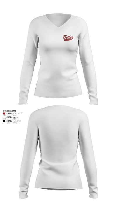 Bluegrass Lightning Belles Women's Long Sleeve V-neck Shirt - 9