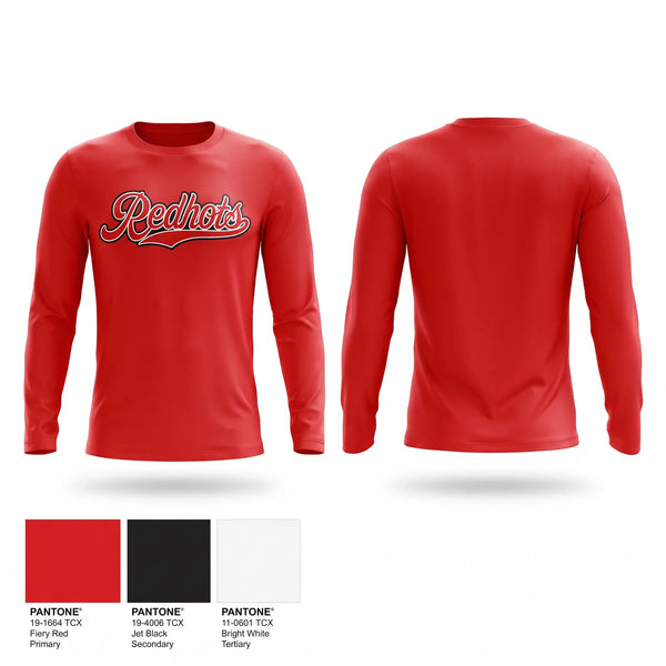 Long Sleeve Performance Shirt, Redhots, Baseball, Teamtime, Team time, sublimation, custom sports apparel, team uniforms, spirit wear, spiritwear, sports uniforms, custom shirts, team store, custom team store, fundraiser sports, apparel fundraiser