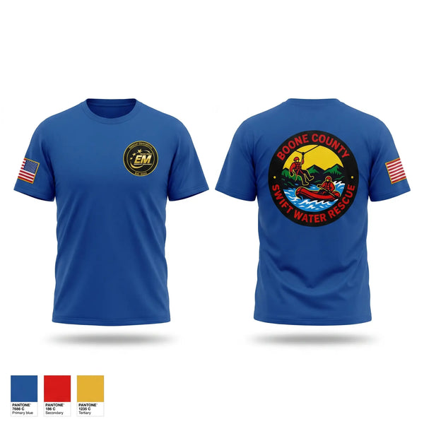 Old School Cotton Feel Shirt, Boone County Swift Water Rescue, Fire Department, Teamtime, Team time, sublimation, custom sports apparel, team uniforms, spirit wear, spiritwear, sports uniforms, custom shirts, team store, custom team store, fundraiser sports, apparel fundraiser
