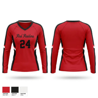 Womens Long Sleeve Vneck Shirt, Red Raiders, Softball, Teamtime, Team time, sublimation, custom sports apparel, team uniforms, spirit wear, spiritwear, sports uniforms, custom shirts, team store, custom team store, fundraiser sports, apparel fundraiser