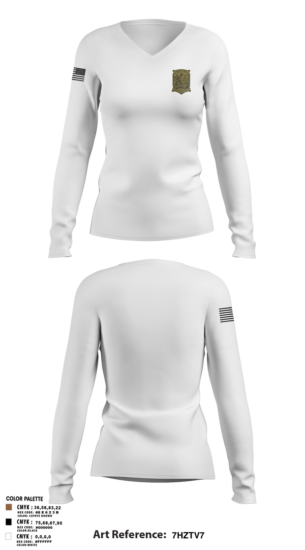 Womens Long Sleeve Vneck Shirt, 665th SMC, Army, Teamtime, Team time, sublimation, custom sports apparel, team uniforms, spirit wear, spiritwear, sports uniforms, custom shirts, team store, custom team store, fundraiser sports, apparel fundraiser