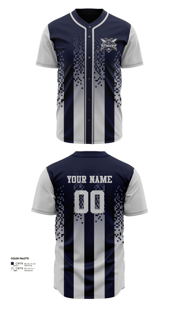 Full Button Baseball Jersey, STINGERZ, Baseball, Teamtime, Team time, sublimation, custom sports apparel, team uniforms, spirit wear, spiritwear, sports uniforms, custom shirts, team store, custom team store, fundraiser sports, apparel fundraiser