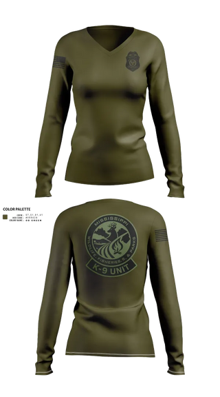 Womens Long Sleeve Vneck Shirt, MDWFP K9, , Teamtime, Team time, sublimation, custom sports apparel, team uniforms, spirit wear, spiritwear, sports uniforms, custom shirts, team store, custom team store, fundraiser sports, apparel fundraiser