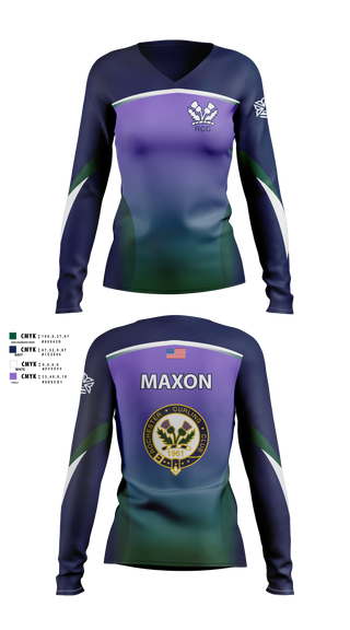 Womens Long Sleeve Vneck Shirt, Rochester Curling Club, Spirit Store, Teamtime, Team time, sublimation, custom sports apparel, team uniforms, spirit wear, spiritwear, sports uniforms, custom shirts, team store, custom team store, fundraiser sports, apparel fundraiser