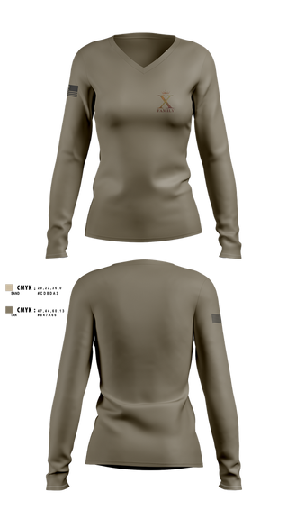 Womens Long Sleeve Vneck Shirt, B2-Patriots, Army, Teamtime, Team time, sublimation, custom sports apparel, team uniforms, spirit wear, spiritwear, sports uniforms, custom shirts, team store, custom team store, fundraiser sports, apparel fundraiser