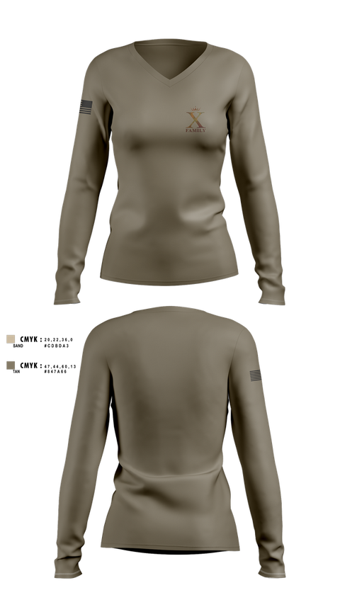 Womens Long Sleeve Vneck Shirt, B2-Patriots, Army, Teamtime, Team time, sublimation, custom sports apparel, team uniforms, spirit wear, spiritwear, sports uniforms, custom shirts, team store, custom team store, fundraiser sports, apparel fundraiser