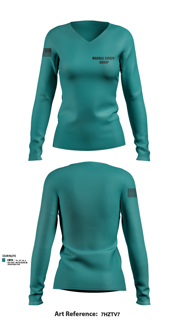 Womens Long Sleeve Vneck Shirt, MacDill Chiefs' Group, , Teamtime, Team time, sublimation, custom sports apparel, team uniforms, spirit wear, spiritwear, sports uniforms, custom shirts, team store, custom team store, fundraiser sports, apparel fundraiser