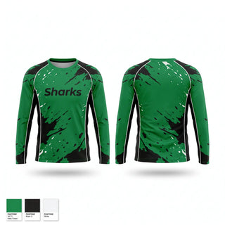 Long Sleeve Performance Shirt, Sharks, Men's Soccer, Teamtime, Team time, sublimation, custom sports apparel, team uniforms, spirit wear, spiritwear, sports uniforms, custom shirts, team store, custom team store, fundraiser sports, apparel fundraiser