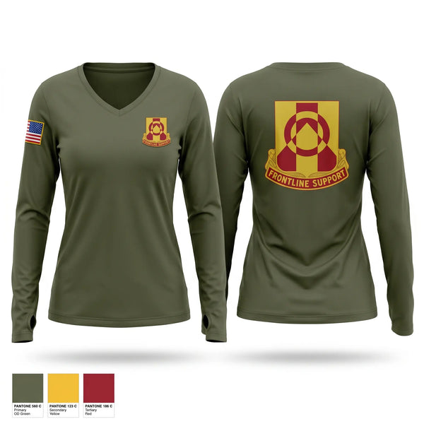 Womens Long Sleeve Vneck Shirt, 296 BSB, Army, Teamtime, Team time, sublimation, custom sports apparel, team uniforms, spirit wear, spiritwear, sports uniforms, custom shirts, team store, custom team store, fundraiser sports, apparel fundraiser