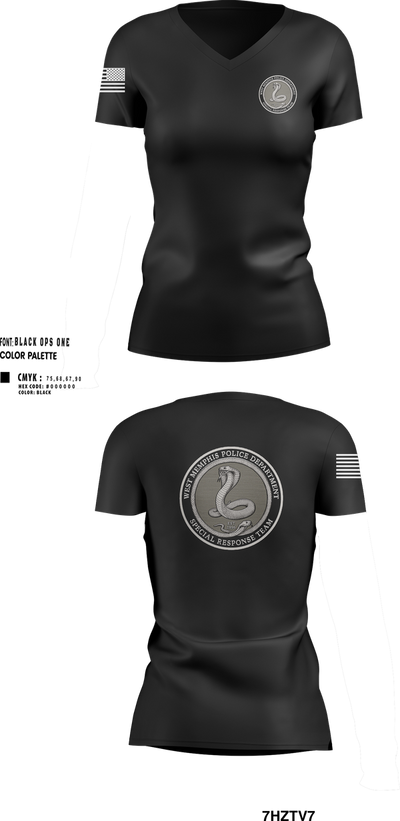 Special Response Team 85520022 Women's Short Sleeve V-neck Shirt - 100