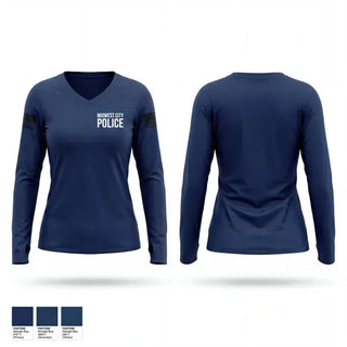 Womens Long Sleeve Vneck Shirt, Midwest city police, Police, Teamtime, Team time, sublimation, custom sports apparel, team uniforms, spirit wear, spiritwear, sports uniforms, custom shirts, team store, custom team store, fundraiser sports, apparel fundraiser