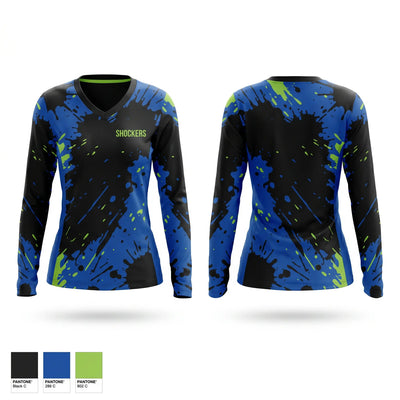 SHOCKERS Women's Long Sleeve V-neck Shirt - 1