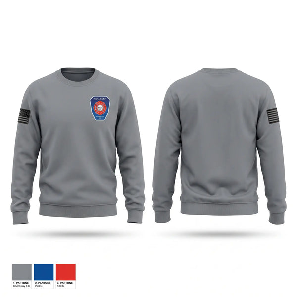 Crew Neck Sweatshirt, Bull Head, Fire Department, Teamtime, Team time, sublimation, custom sports apparel, team uniforms, spirit wear, spiritwear, sports uniforms, custom shirts, team store, custom team store, fundraiser sports, apparel fundraiser