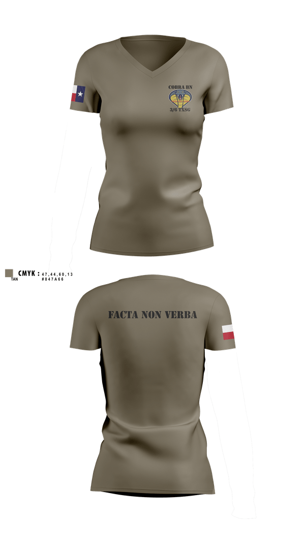 Womens Short Sleeve Vneck Shirt, 3BN/6BDE Cobras, Army, Teamtime, Team time, sublimation, custom sports apparel, team uniforms, spirit wear, spiritwear, sports uniforms, custom shirts, team store, custom team store, fundraiser sports, apparel fundraiser