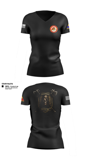 Womens Short Sleeve Vneck Shirt, E Trp, 6-1 CAV, Army, Teamtime, Team time, sublimation, custom sports apparel, team uniforms, spirit wear, spiritwear, sports uniforms, custom shirts, team store, custom team store, fundraiser sports, apparel fundraiser