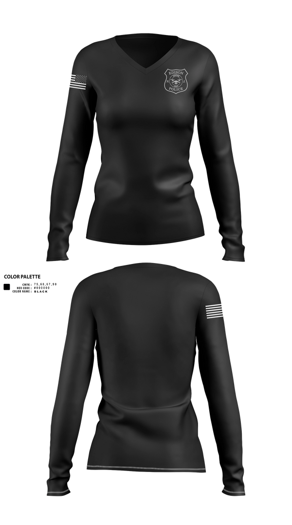 Womens Long Sleeve Vneck Shirt, CSU, Police, Teamtime, Team time, sublimation, custom sports apparel, team uniforms, spirit wear, spiritwear, sports uniforms, custom shirts, team store, custom team store, fundraiser sports, apparel fundraiser
