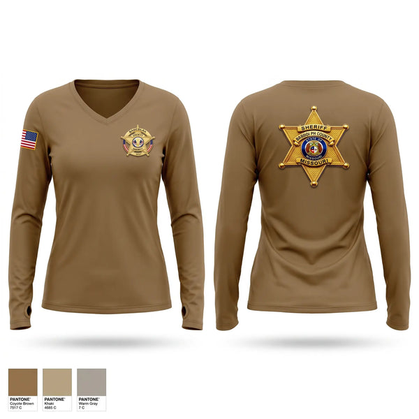 Womens Long Sleeve Vneck Shirt, Randolph County Sheriff's Office, Police, Teamtime, Team time, sublimation, custom sports apparel, team uniforms, spirit wear, spiritwear, sports uniforms, custom shirts, team store, custom team store, fundraiser sports, apparel fundraiser