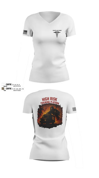Womens Short Sleeve Vneck Shirt, 194th AR BDE HRT Medics, Army, Teamtime, Team time, sublimation, custom sports apparel, team uniforms, spirit wear, spiritwear, sports uniforms, custom shirts, team store, custom team store, fundraiser sports, apparel fundraiser