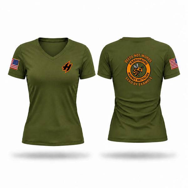 Harrisburg Hornet Battalion Women's Short Sleeve V-neck Shirt - 1