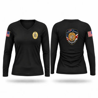 Womens Long Sleeve Vneck Shirt, Linden police department, Police, Teamtime, Team time, sublimation, custom sports apparel, team uniforms, spirit wear, spiritwear, sports uniforms, custom shirts, team store, custom team store, fundraiser sports, apparel fundraiser