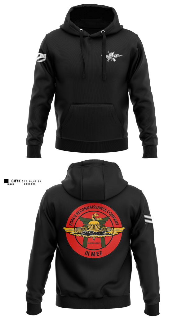 Hoodie, 3rd Reconnaissance Battalion, Force Co, Marines, Teamtime, Team time, sublimation, custom sports apparel, team uniforms, spirit wear, spiritwear, sports uniforms, custom shirts, team store, custom team store, fundraiser sports, apparel fundraiser