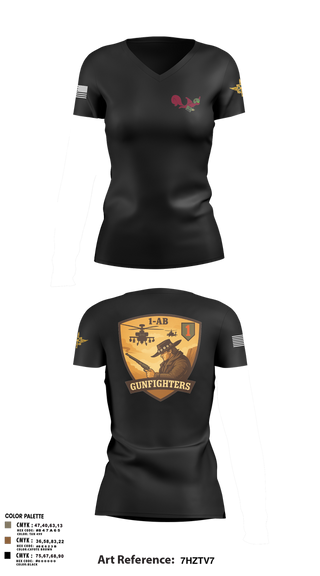 Womens Short Sleeve Vneck Shirt, 1-1 Attack Battalion, HHC, S2, Army, Teamtime, Team time, sublimation, custom sports apparel, team uniforms, spirit wear, spiritwear, sports uniforms, custom shirts, team store, custom team store, fundraiser sports, apparel fundraiser