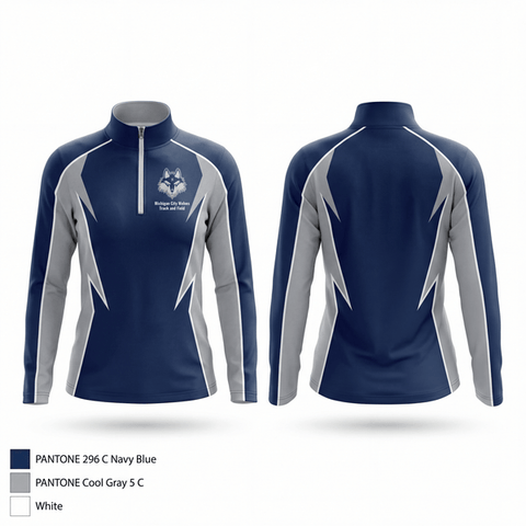 Quarter Zip Jacket, Michigan City High School Track & Field, Track & Field, Teamtime, Team time, sublimation, custom sports apparel, team uniforms, spirit wear, spiritwear, sports uniforms, custom shirts, team store, custom team store, fundraiser sports, apparel fundraiser